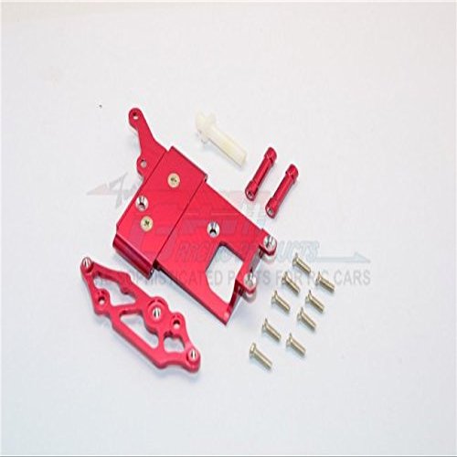 GPM For Kyosho Mini Inferno Upgrade Parts Aluminum Receiver Bottom Mount With Screws & Aluminum+Delrin Posts - 2Pcs Set Red