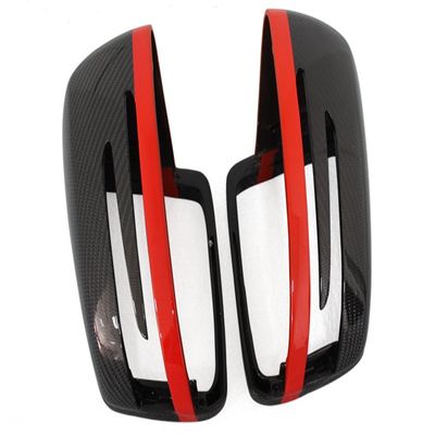 Eppar New Carbon Fiber Mirror Cover 2PCS for Mercedes Benz A-Class W176 2012-2017 A160 A180 A200 A220 A250 A45 (Replacement Red Line 2PCS)
