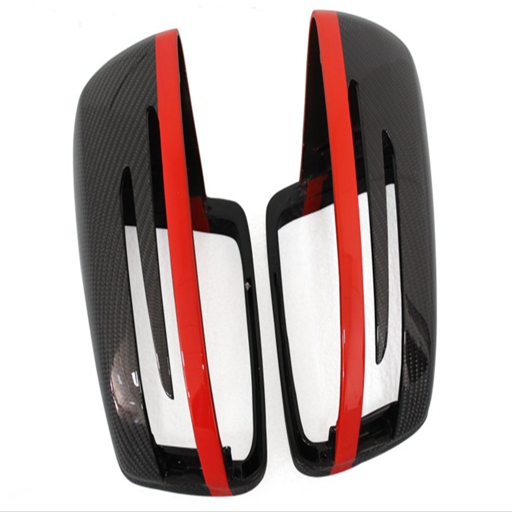 Eppar New Carbon Fiber Mirror Cover 2PCS for Mercedes Benz A-Class W176 2012-2017 A160 A180 A200 A220 A250 A45 (Replacement Red Line 2PCS)