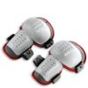 UFO PLAST Made in Italy SK09074 Multisport Knee Guards/Light and Compact/One-Size fits All/High Resistance Plastic Material with Adjustable Straps/Color: White with Red view 1