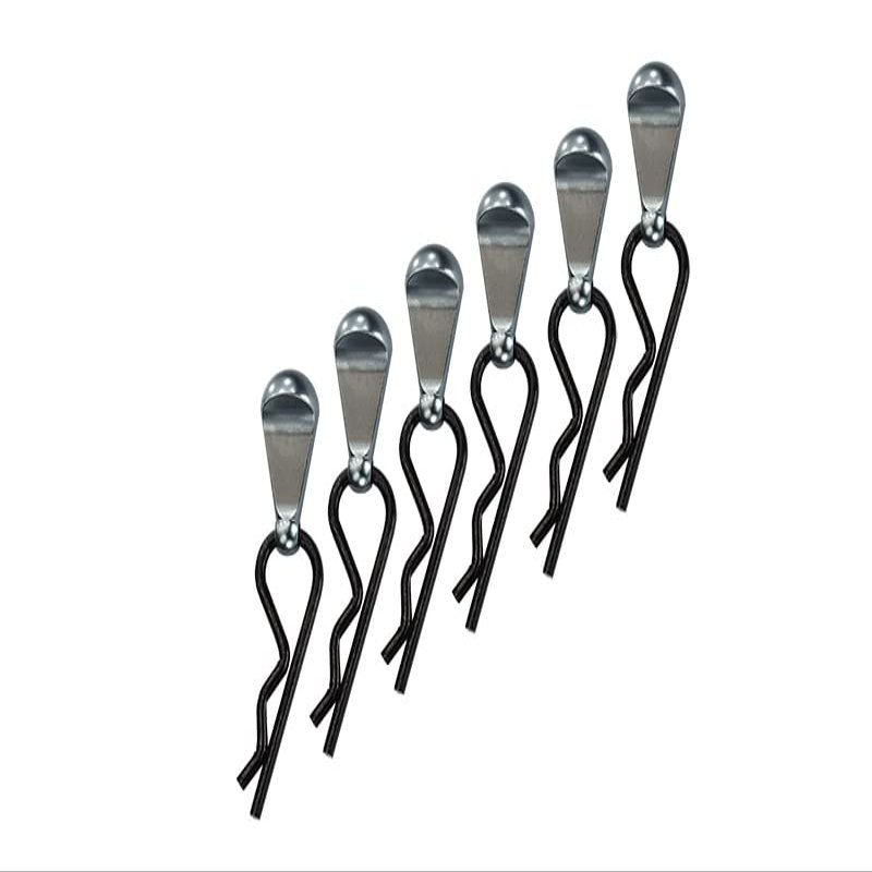 Body Clips + Aluminum Mount For 1/5 To 1/8 Models - 6Pcs Set Gray Silver