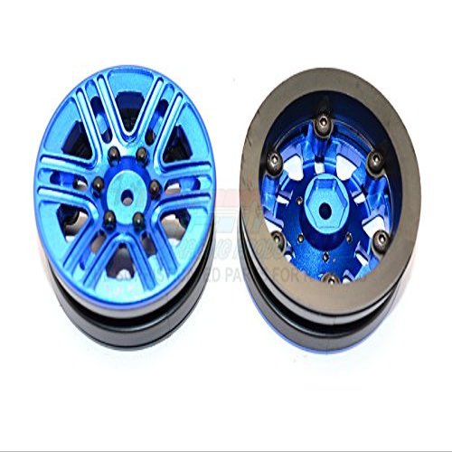 Aluminum 6 Spokes 1.9" Wheels with Plastic Wheel Frame - 2Pcs Set Blue