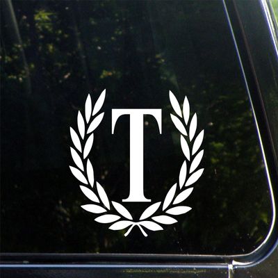Sweet Tea Decals Letter T, Medium Size, Decorative Monogram - 6-3/4" x 5-3-/4"- Vinyl Die Cut Decal/Bumper Sticker for Windows, Trucks, Cars, Laptops, Mailboxes, Tumblers, Glasses. Mugs, Etc.