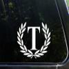 Sweet Tea Decals Letter T, Medium Size, Decorative Monogram - 6-3/4" x 5-3-/4"- Vinyl Die Cut Decal/Bumper Sticker for Windows, Trucks, Cars, Laptops, Mailboxes, Tumblers, Glasses. Mugs, Etc. view 1
