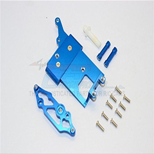 GPM For Kyosho Mini Inferno Upgrade Parts Aluminum Receiver Bottom Mount With Screws & Aluminum+Delrin Posts - 2Pcs Set Blue