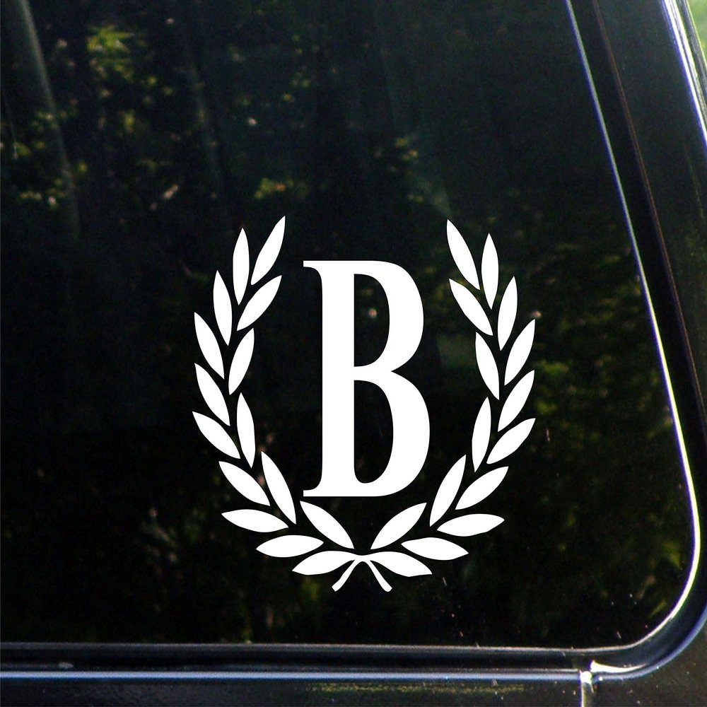 Sweet Tea Decals Letter B, Medium Size, Decorative Monogram - 6-3/4" x 5-3-/4"- Vinyl Die Cut Decal/Bumper Sticker for Windows, Trucks, Cars, Laptops, Mailboxes, Lockers, Glasses. Mugs, Etc.