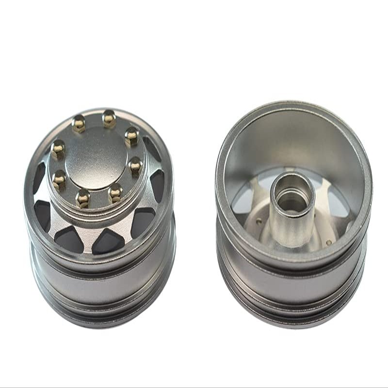 GPM For Tamiya 1/14 Truck Upgrade Parts Aluminum Front Wheel With Hex Driver - 1Pr Set Silver