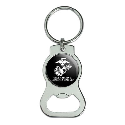 GRAPHICS & MORE Once a Marine Always a Marine USMC Black White Officially Licensed Keychain with Bottle Cap Opener