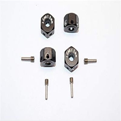 Aluminum Universal Hex Adapter 12mmx8mm - 4Pcs Set Black