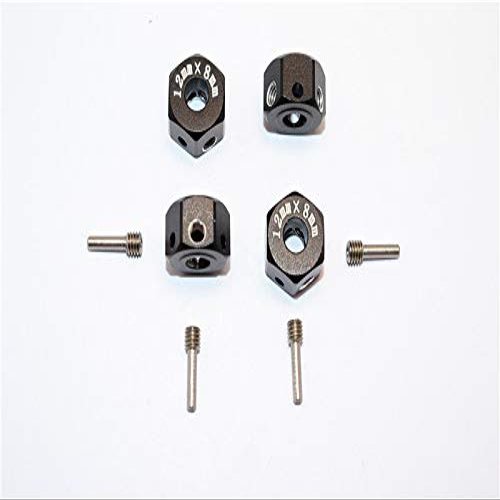 Aluminum Universal Hex Adapter 12mmx8mm - 4Pcs Set Black