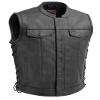 First Mfg Co - Sniper - Mens Motorcycle Biker Riding Black Leather Vest - Large - Adjustable Strap view 1
