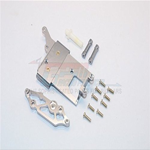GPM For Kyosho Mini Inferno Upgrade Parts Aluminum Receiver Bottom Mount With Screws & Aluminum+Delrin Posts - 2Pcs Set Gray Silver