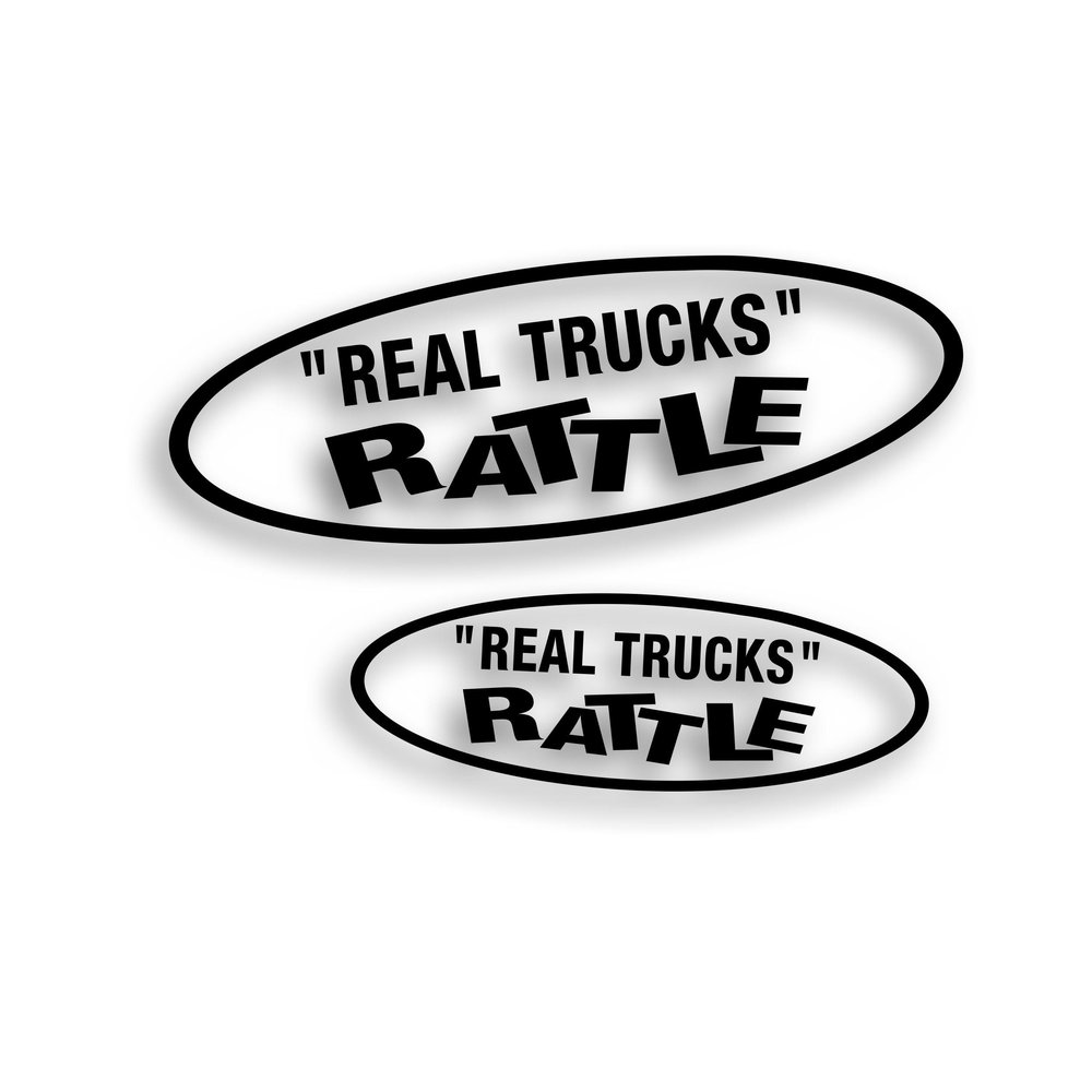 2X Real Trucks Rattle Decal Sticker for Turbo Diesel Compatible with Cummins Detroit Mack Cat IH Duramax Powerstoke Super Duty 3.5 x 10 and 7 1/4 x 3 1/2 Inch Black 3M Vinyl