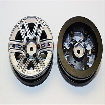 Aluminum 6 Spokes 1.9" Wheels With Plastic Wheel Frame - 2Pcs Set Gray Silver