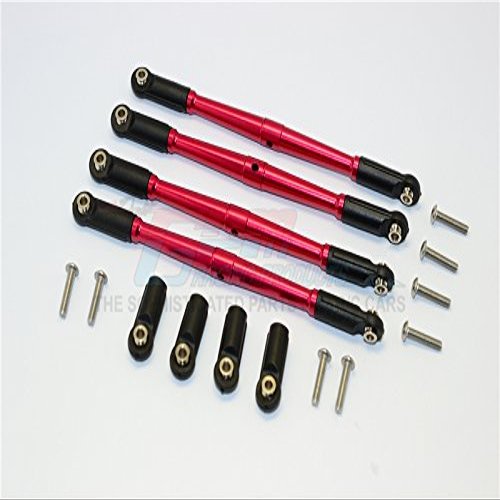 GPM For Traxxas E-Revo Brushless/Summit/Revo/Revo 3.3 Upgrade Parts Aluminum Front/Rear Anti-Clockwise Thread Link Rod? - 4Pcs Set Red