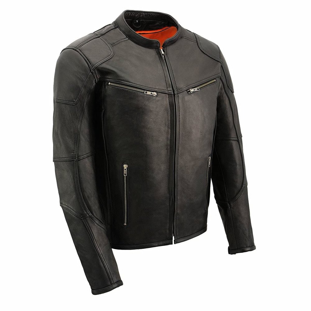 Milwaukee Leather MLM1502 Men's Black 'Cool-Tec' Vented Leather Scooter Jacket - 5X-Large