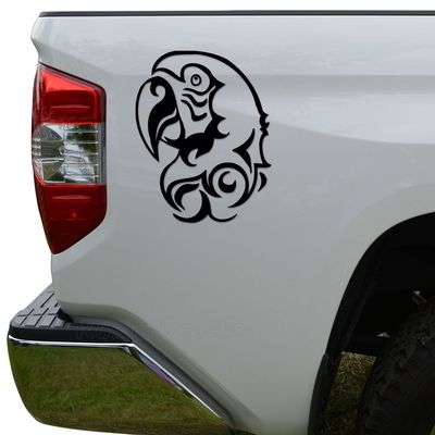 Rosie Decals Tribal Art Parrot Head Bird Die Cut Vinyl Decal Sticker For Car Truck Motorcycle Window Bumper Wall Decor Size- [20 inch/50 cm] Tall Color- Gloss White