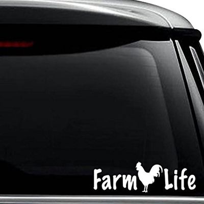 Farm Life Rooster Decal Sticker For Use On Laptop, Helmet, Car, Truck, Motorcycle, Windows, Bumper, Wall, and Decor Size- [8 inch] / [20 cm] Wide / Color- Gloss Black