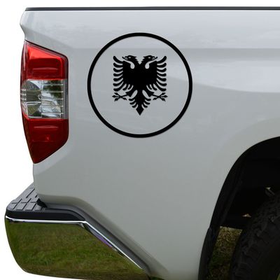 Albanian Eagle Flag Die Cut Vinyl Decal Sticker For Car Truck Motorcycle Window Bumper Wall Decor Size- [8 inch/20 cm] Tall Color- Gloss Black