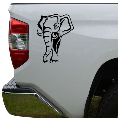 Rosie Decals Tribal Art Elephant Die Cut Vinyl Decal Sticker For Car Truck Motorcycle Window Bumper Wall Decor Size- [12 inch/30 cm] Tall Color- Matte White