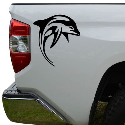 Rosie Decals Tribal Art Dolphin Fish Die Cut Vinyl Decal Sticker for Car Truck Motorcycle Window Bumper Wall Decor Size- [10 inch/25 cm] Tall Color- Matte White