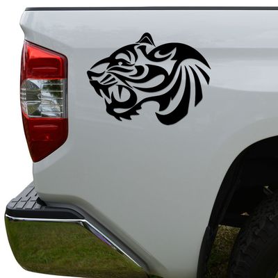 Tribal Art Tiger Die Cut Vinyl Decal Sticker for Car Truck Motorcycle Window Bumper Wall Decor Size- [10 inch/25 cm] Wide Color- Matte White