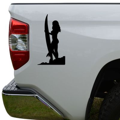 Rosie Decals Sexy Surfer Girl Die Cut Vinyl Decal Sticker For Car Truck Motorcycle Window Bumper Wall Decor Size- [10 inch/25 cm] Tall Color- Matte White