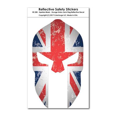 COOLHUBCAPS Spartan Mask - Grunge Subdued Union Jack Flag Reflective Decal