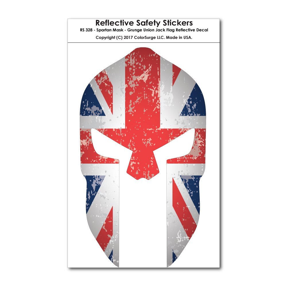 COOLHUBCAPS Spartan Mask - Grunge Subdued Union Jack Flag Reflective Decal