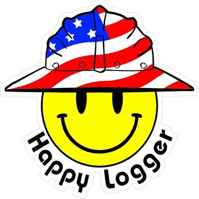 1080 Graphics 3 - Happy Logger Smiley USA Hardhat Oilfield Helmet Toolbox Sticker H865