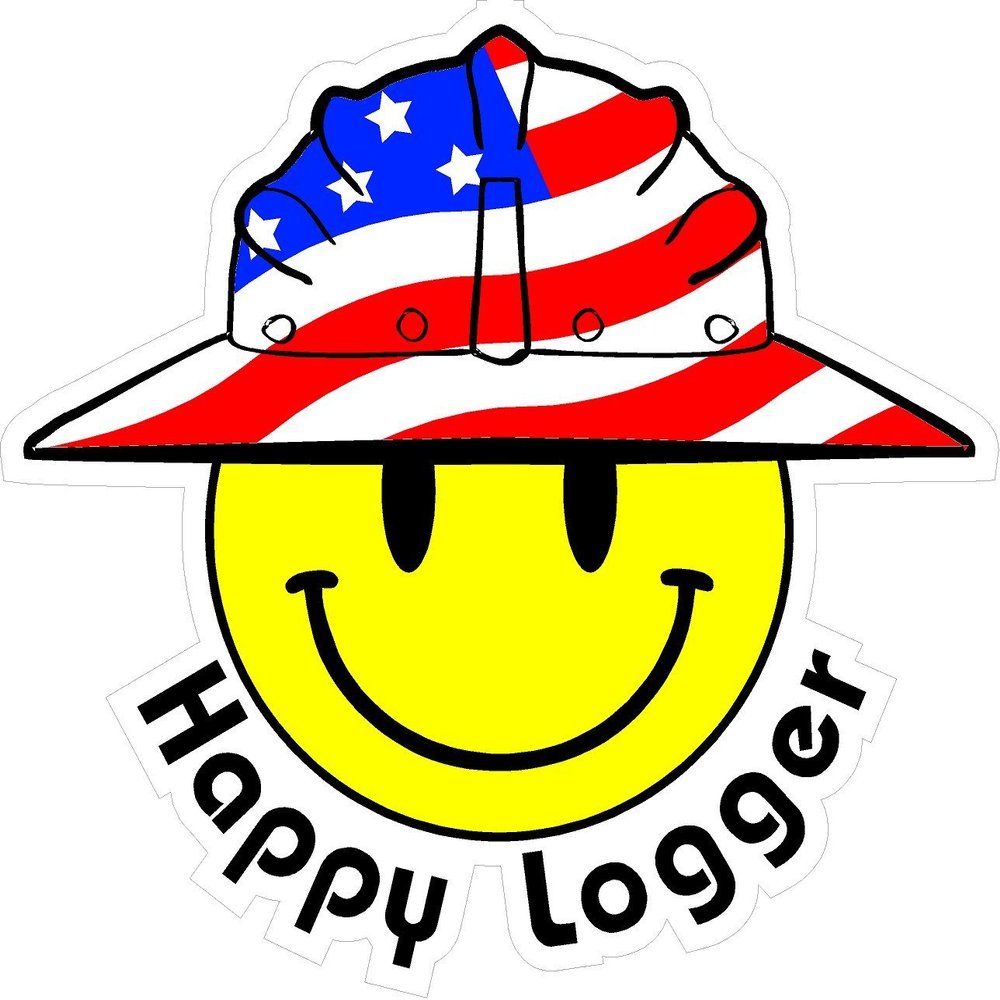 1080 Graphics 3 - Happy Logger Smiley USA Hardhat Oilfield Helmet Toolbox Sticker H865