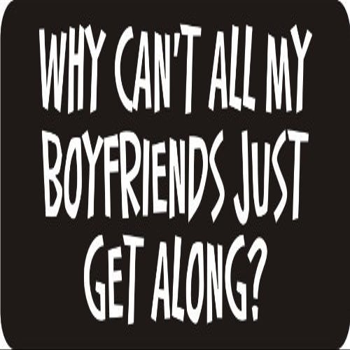 1080 Graphics 3 - Why Can't All My Boyfriends Just Get Along 1 1/4" x 3" Hard Hat Biker Helmet Stickers Bs584