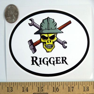1080 Graphics Rigger 3 1/2" x 5 1/2" Oval Euro Bumper Sticker B167