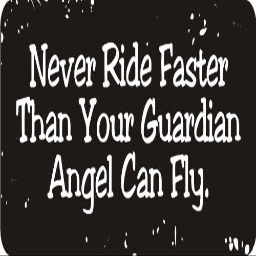1080 Graphics 3 - Never Ride Faster Than Your Guardian Angel Can Fly. 1 1/4" x 3" Hard Hat Biker Helmet Stickers Bs423