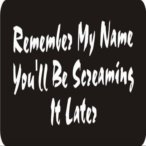 1080 Graphics 3 - Remember My Name You'll Be Screaming It Later 1 1/4" x 3" Hard Hat Biker Helmet Stickers Bs478