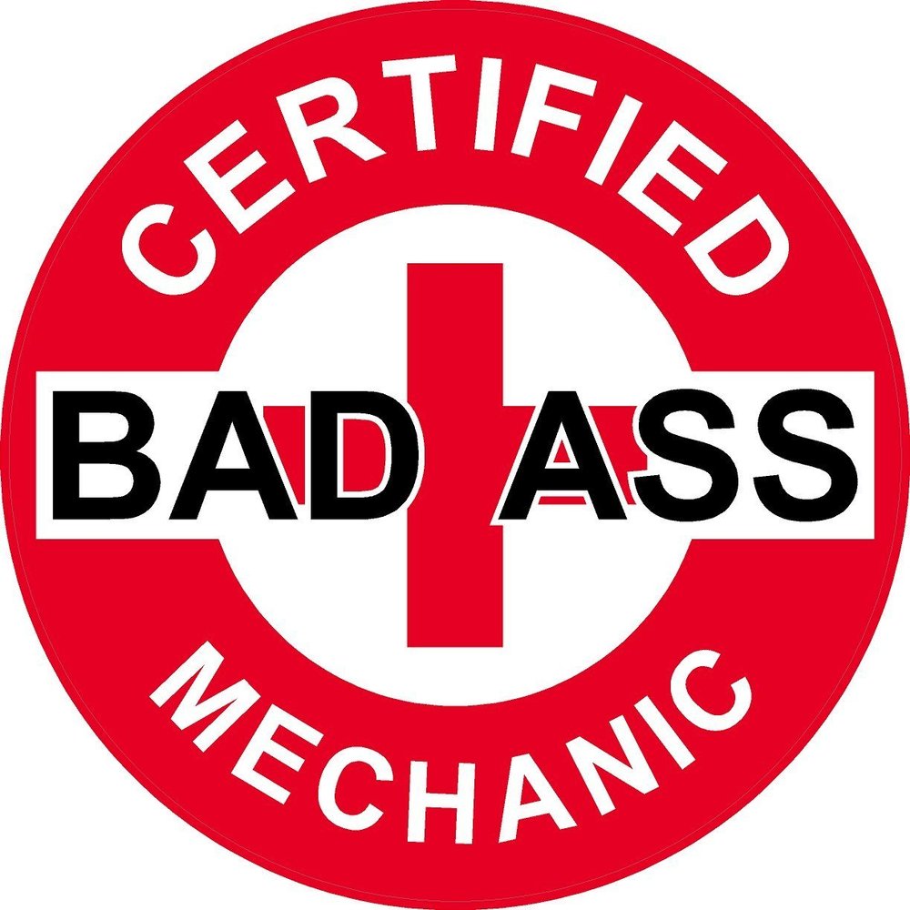 1080 Graphics 3 - Red Certified Bad Ass Mechanic 2" Hard Hat/Helmet Stickers H707