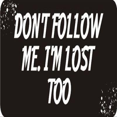 1080 Graphics 3 - Don't Follow Me. I'm Lost Too 1 1/4" x 3" Hard Hat Biker Helmet Stickers Bs123