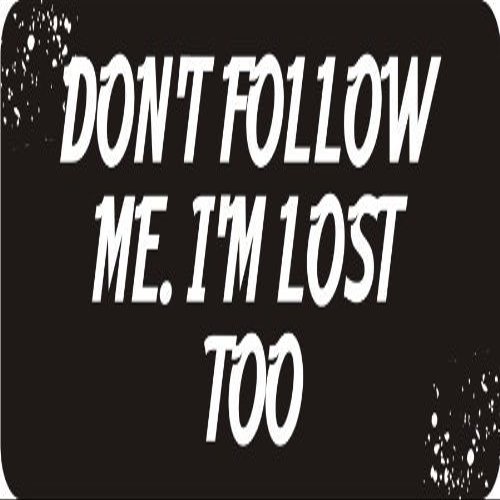 1080 Graphics 3 - Don't Follow Me. I'm Lost Too 1 1/4" x 3" Hard Hat Biker Helmet Stickers Bs123