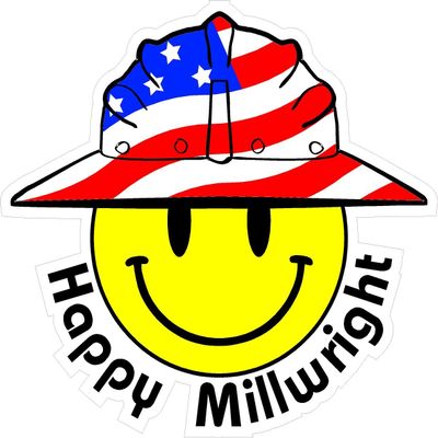1080 Graphics 3 - Happy Millwright Smiley USA Hardhat Oilfield Helmet Toolbox Sticker H868