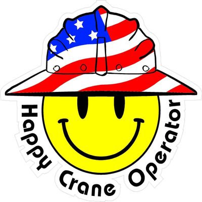 1080 Graphics 3 - Happy Crane Operator Smiley USA Hardhat Oilfield Helmet Toolbox Sticker H833