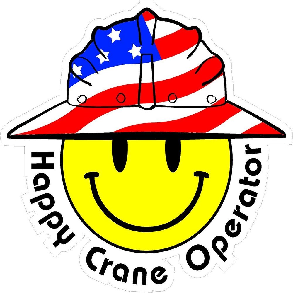 1080 Graphics 3 - Happy Crane Operator Smiley USA Hardhat Oilfield Helmet Toolbox Sticker H833