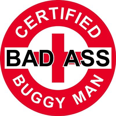 1080 Graphics 3 - Red Certified Bad Ass Buggy Man 2" Hard Hat/Helmet Stickers H670