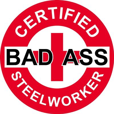 1080 Graphics 3 - Red Certified Bad Ass Steel Worker 2" Hard Hat/Helmet Stickers H741