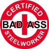 1080 Graphics 3 - Red Certified Bad Ass Steel Worker 2" Hard Hat/Helmet Stickers H741 view 1