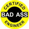 1080 Graphics 3 - Certified Bad Ass Engineer 2" Hard Hat/Helmet Stickers H604 view 1