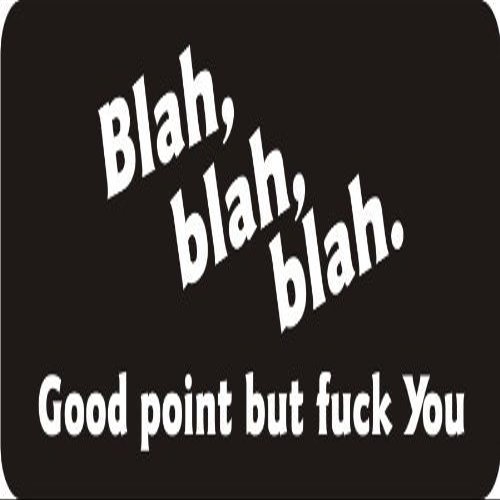 1080 Graphics 3 - Blah, Blah, Blah. Good Point But FuK You 1 1/4" x 3" Hard Hat Biker Helmet Stickers Bs074