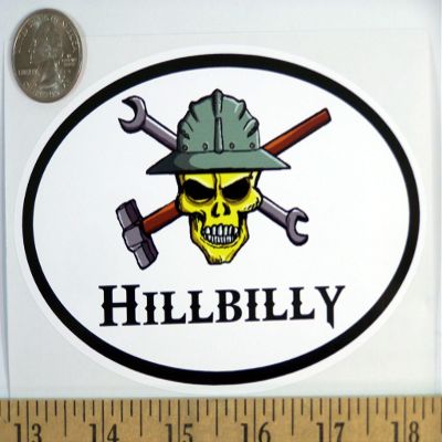 1080 Graphics Hillbilly 3 1/2" x 5 1/2" Oval Euro Bumper Sticker B156