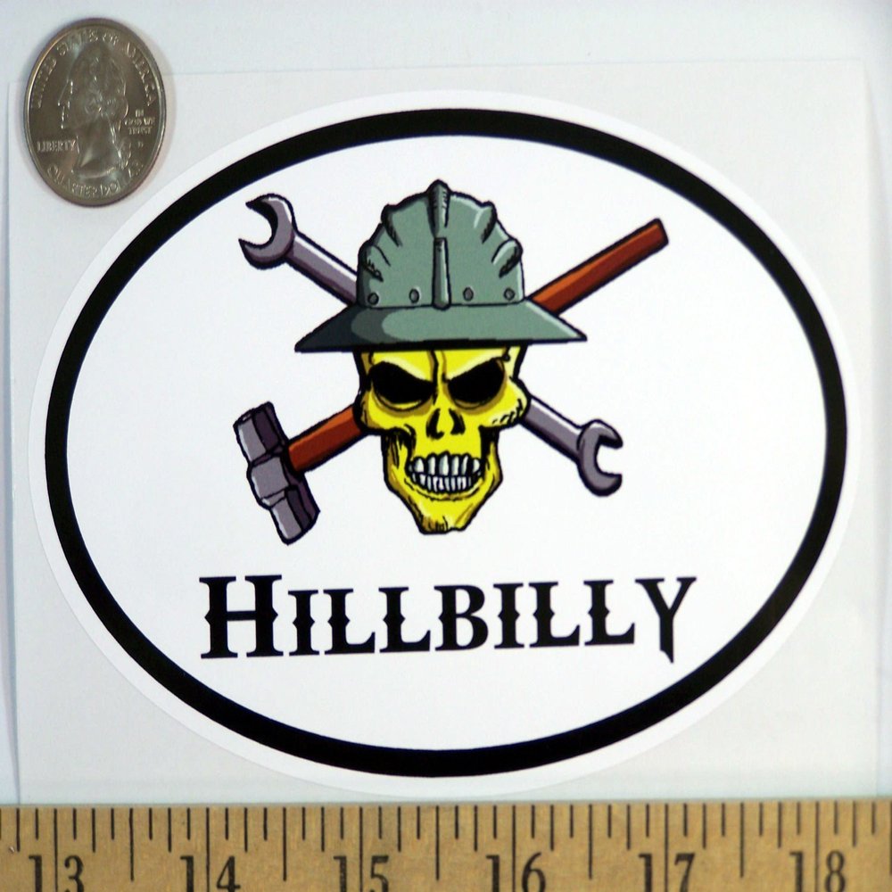 1080 Graphics Hillbilly 3 1/2" x 5 1/2" Oval Euro Bumper Sticker B156