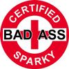 1080 Graphics 3 - Red Certified Bad Ass Sparky 2" Hard Hat/Helmet Stickers H740 view 1