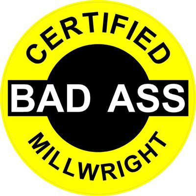 1080 Graphics 3 - Certified Bad Ass Millwright 2" Hard Hat/Helmet Stickers H628